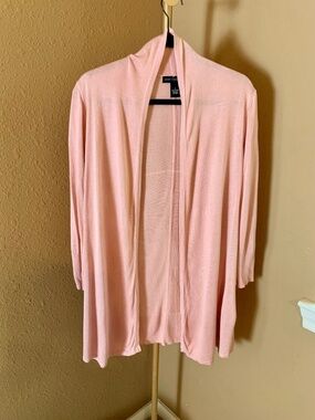 Joan Vass New York Blush Pink Open Front Cardigan Lightweight Knit Size S